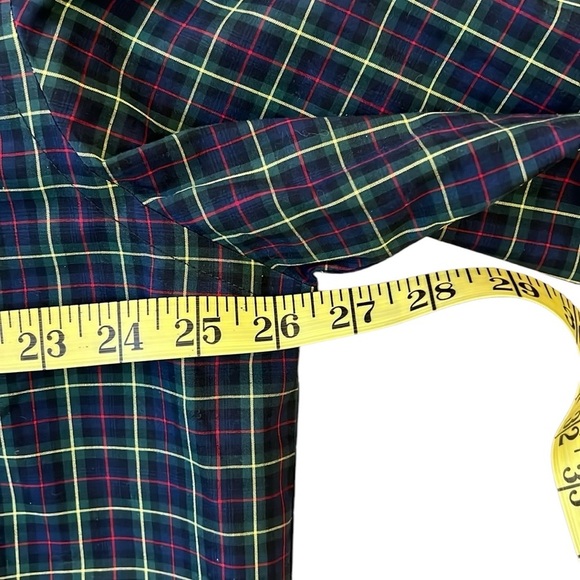 L.L. Bean Navy Blue Tartan Plaid Button Down Cotton Shirt Wrinkle Resistant XL - Picture 4 of 13